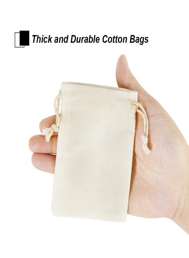 HRX Package 20pcs Little Muslin Bags 3x4 inches, Double Drawstring Cotton Jewelry Pouches Empty Sachet for Mini Gift Party Favors DIY - Image 2